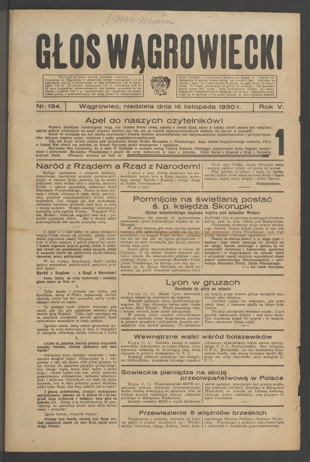 Głos Wągrowiecki. Rok 5, 1930, numer 134