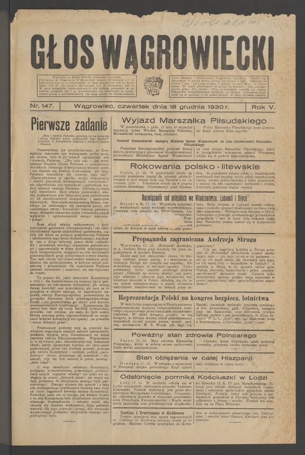 Głos Wągrowiecki. Rok 5, 1930, numer 147