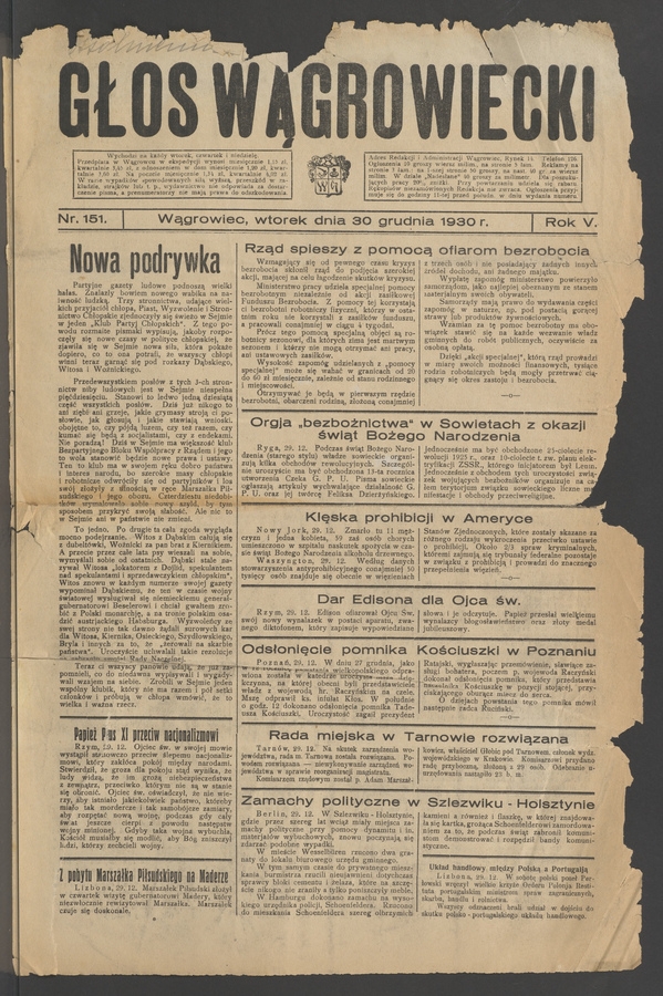 Głos Wągrowiecki. Rok 5, 1930, numer 151