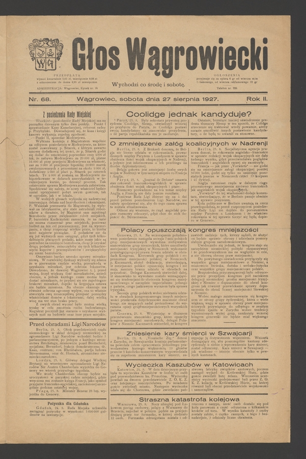 Głos Wągrowiecki. Rok 2, 1927, numer 68