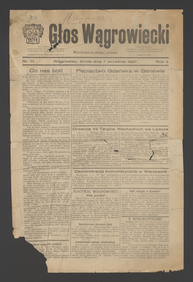 Głos Wągrowiecki. Rok 2, 1927, numer 71
