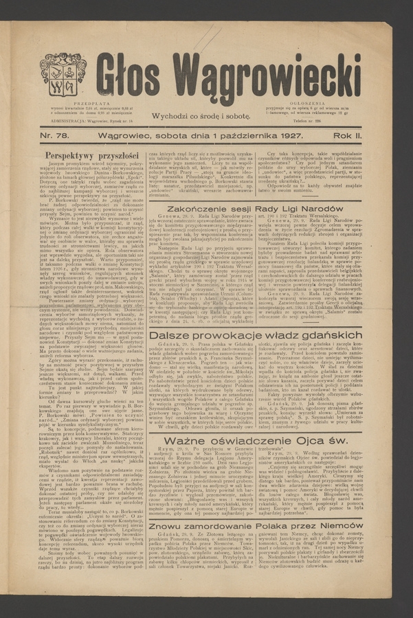 Głos Wągrowiecki. Rok 2, 1927, numer 78