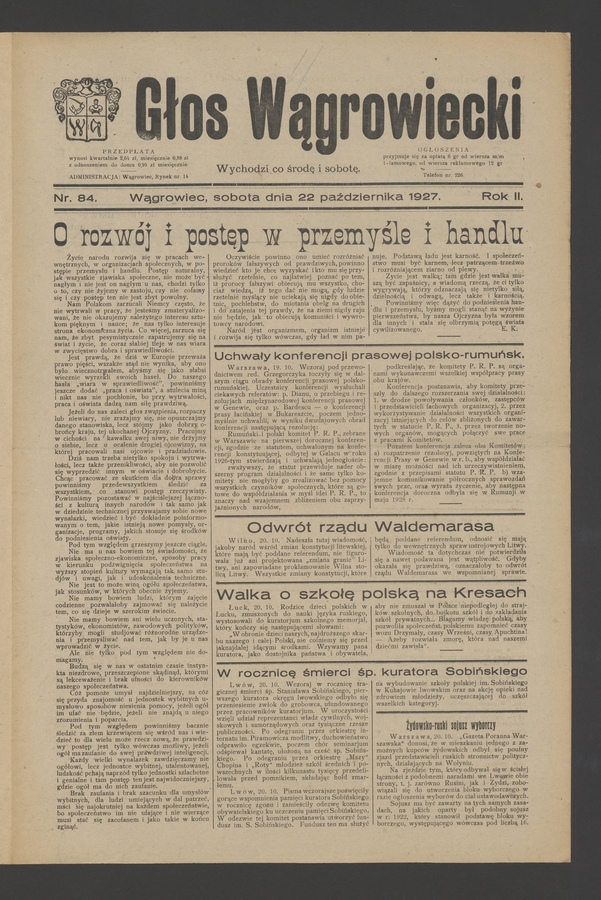 Głos Wągrowiecki. Rok 2, 1927, numer 84