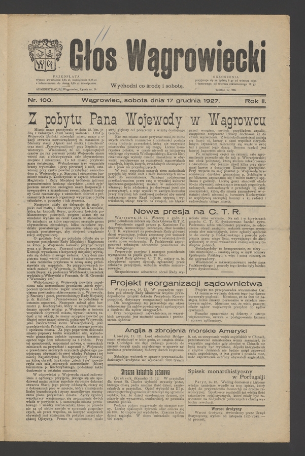 Głos Wągrowiecki. Rok 2, 1927, numer 100
