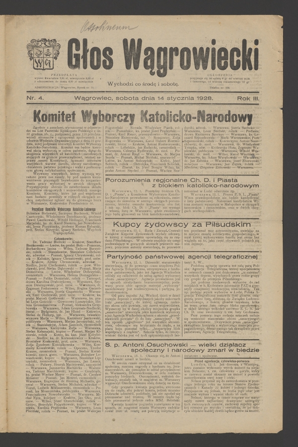 Głos Wągrowiecki. Rok 3, 1928, numer 4
