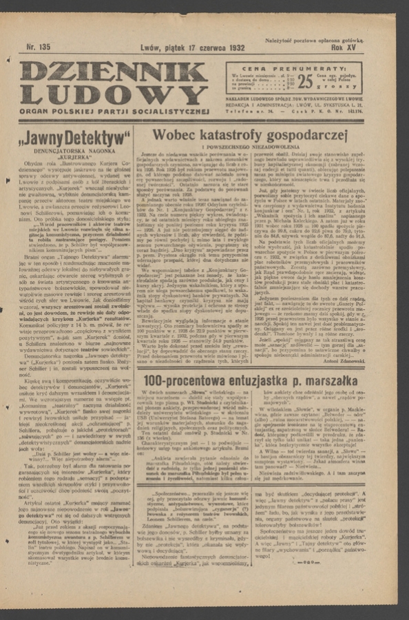 Dziennik Ludowy&nbsp;: organ Polskiej Partji Socjalistycznej. Rok&nbsp;15, 1932, numer&nbsp;135