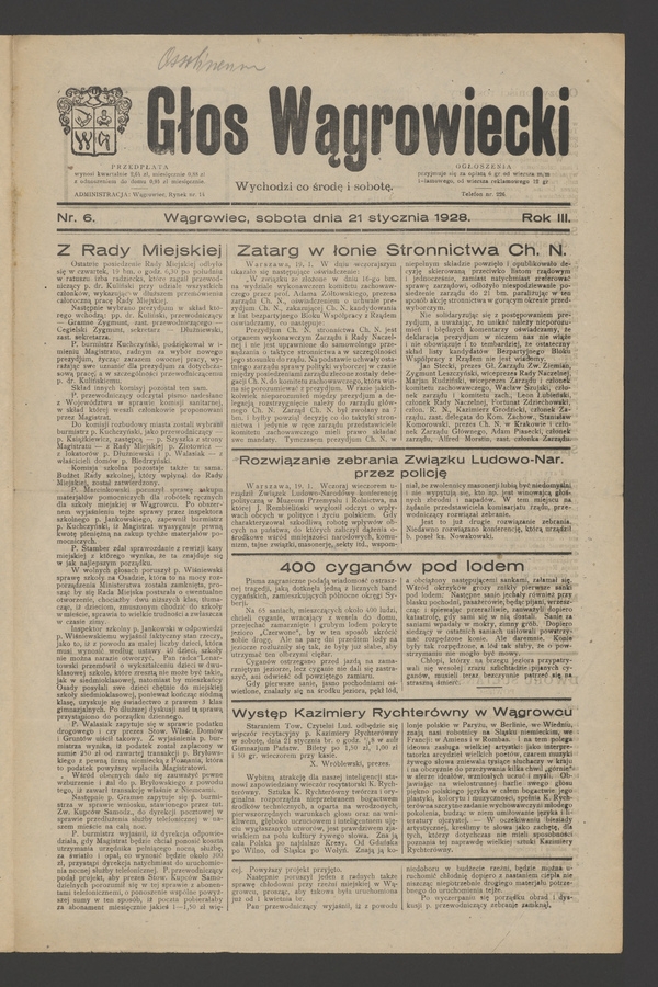 Głos Wągrowiecki. Rok 3, 1928, numer 6