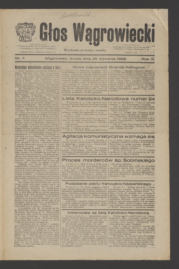 Głos Wągrowiecki. Rok 3, 1928, numer 7