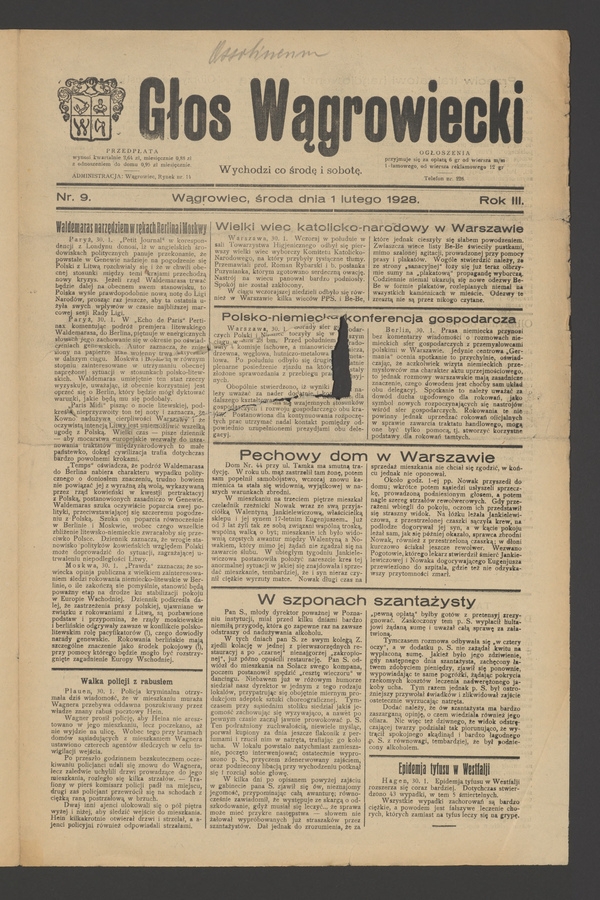 Głos Wągrowiecki. Rok 3, 1928, numer 9