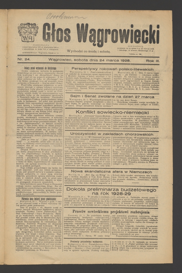 Głos Wągrowiecki. Rok 3, 1928, numer 24