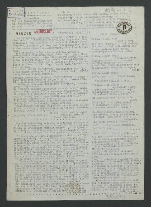 FATamorgana&nbsp;: pismo pracownik&oacute;w Fabryki Automat&oacute;w Tokarskich. 1986, numer&nbsp;3&nbsp;(93)