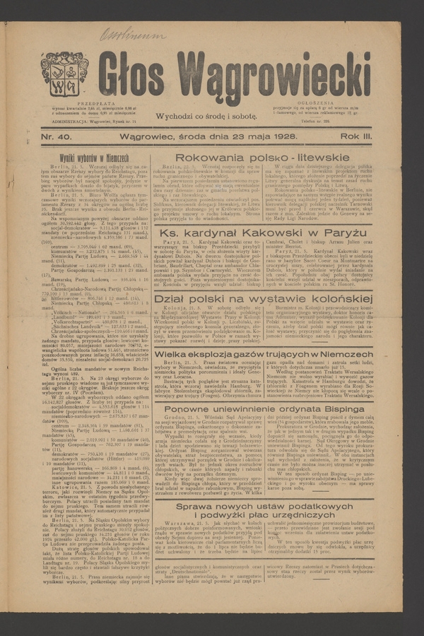 Głos Wągrowiecki. Rok 3, 1928, numer 40