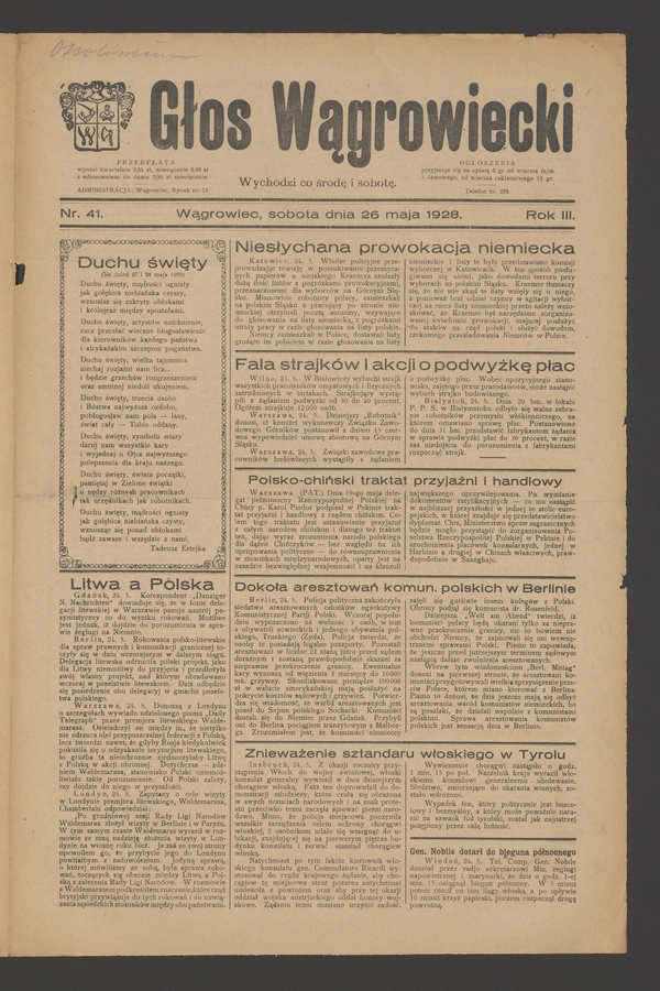 Głos Wągrowiecki. Rok 3, 1928, numer 41