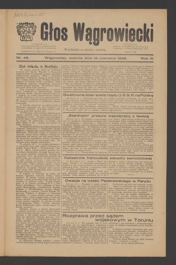 Głos Wągrowiecki. Rok 3, 1928, numer 46