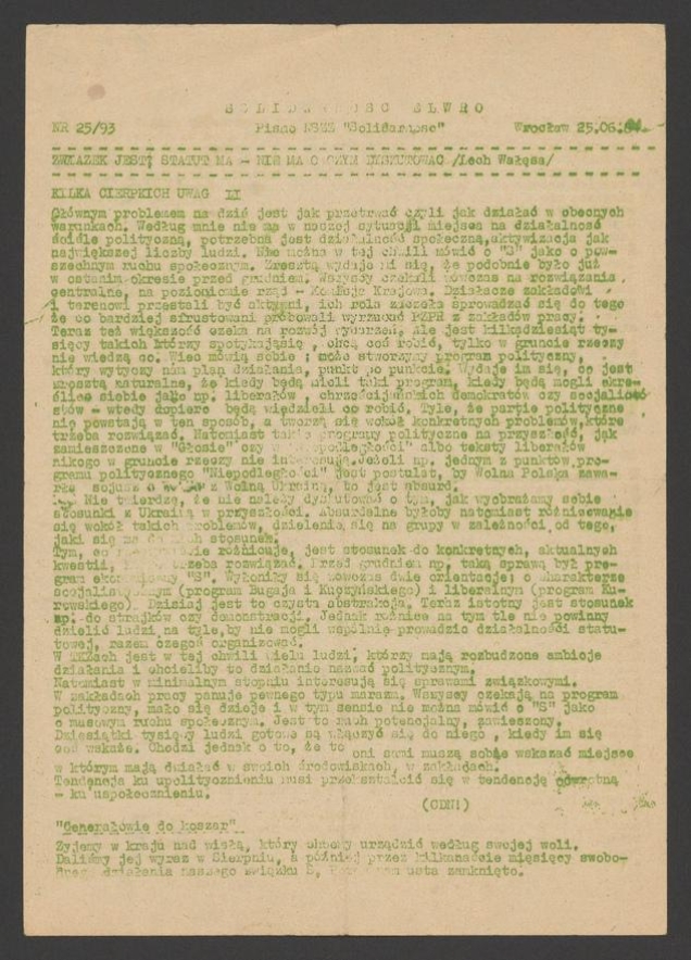 Solidarność Elwro : pismo NSZZ &bdquo;Solidarność&rdquo;. 1984, numer&nbsp;25&nbsp;(93)