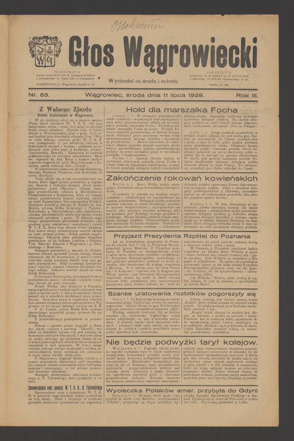 Głos Wągrowiecki. Rok 3, 1928, numer 53