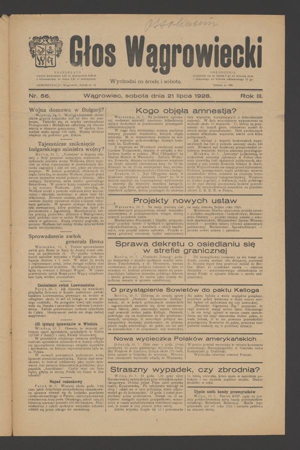 Głos Wągrowiecki. Rok 3, 1928, numer 56
