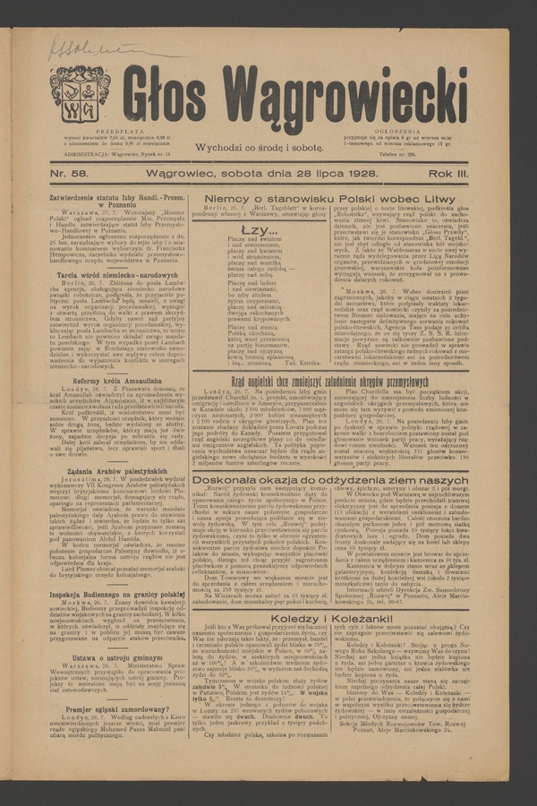 Głos Wągrowiecki. Rok 3, 1928, numer 58