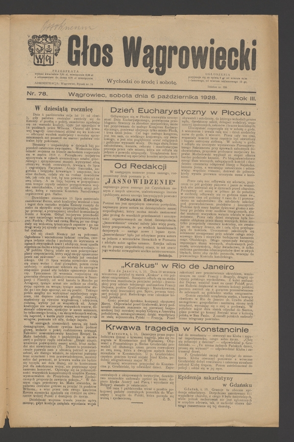 Głos Wągrowiecki. Rok 3, 1928, numer 78