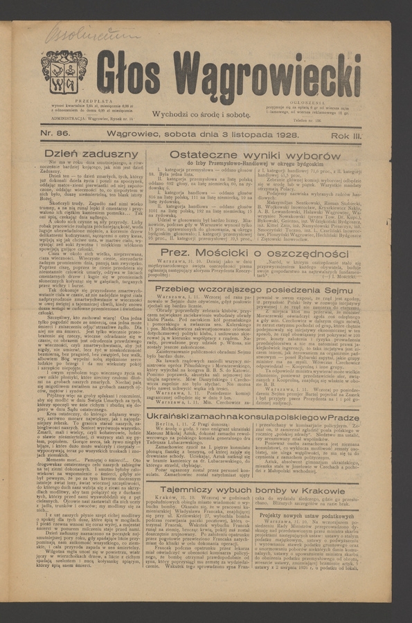 Głos Wągrowiecki. Rok 3, 1928, numer 86