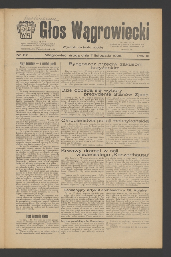 Głos Wągrowiecki. Rok 3, 1928, numer 87