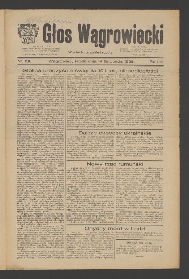 Głos Wągrowiecki. Rok 3, 1928, numer 89
