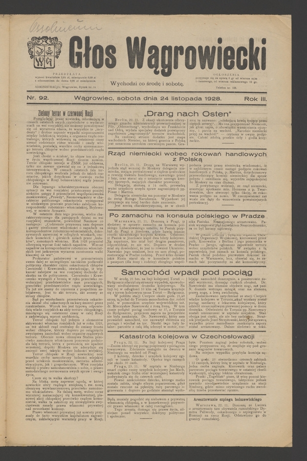 Głos Wągrowiecki. Rok 3, 1928, numer 92