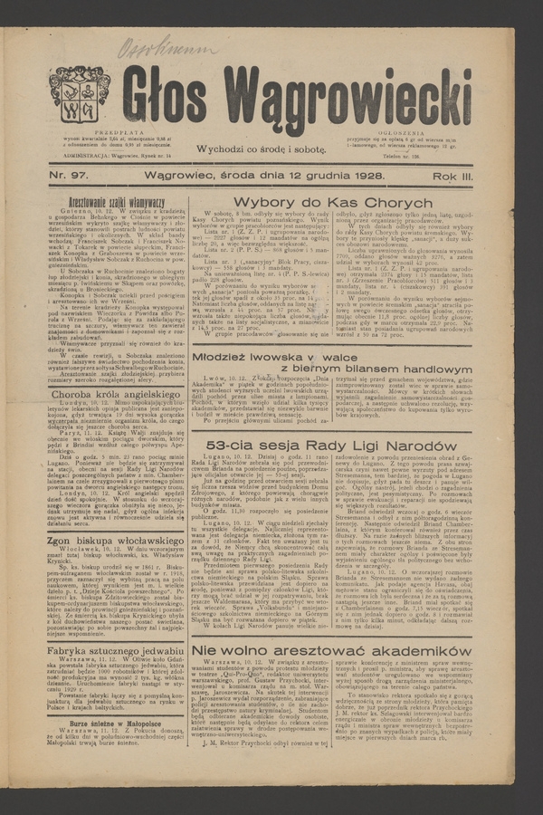 Głos Wągrowiecki. Rok 3, 1928, numer 97