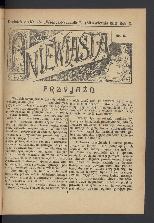 Niewiasta : dodatek do numeru 18 „Wieńca-Pszczółki”. Rok 11, 1911, numer 6