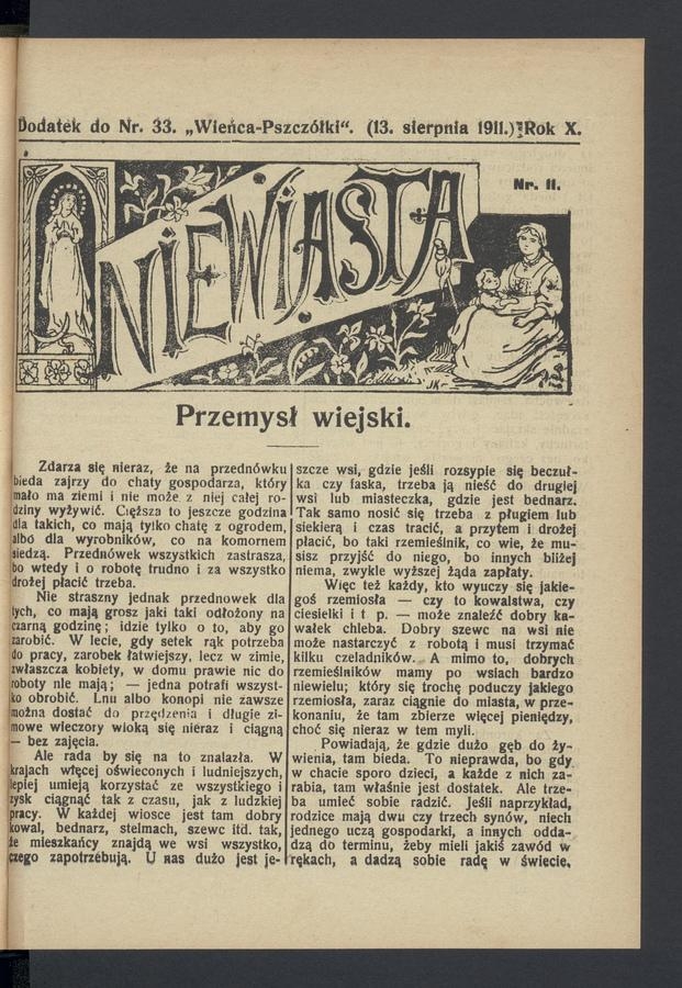 Niewiasta : dodatek do numeru 33 „Wieńca-Pszczółki”. Rok 11, 1911, numer 11