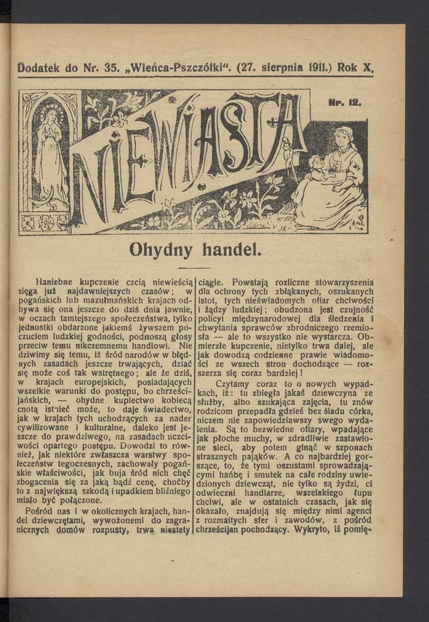 Niewiasta : dodatek do numeru 35 „Wieńca-Pszczółki”. Rok 11, 1911, numer 12