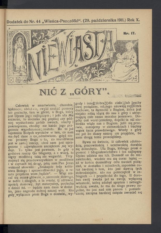 Niewiasta : dodatek do numeru 44 „Wieńca-Pszczółki”. Rok 11, 1911, numer 17