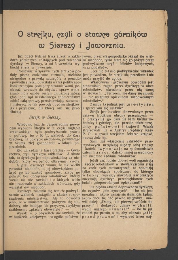 O strejku, czyli o stawce górników w Sierszy i Jaworzniu