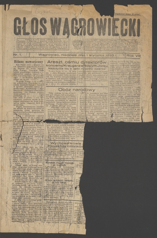 Głos Wągrowiecki. Rok 8, 1933, numer 1
