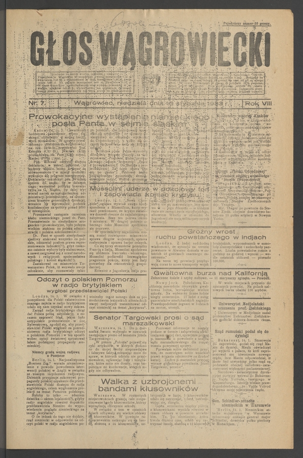 Głos Wągrowiecki. Rok 8, 1933, numer 7