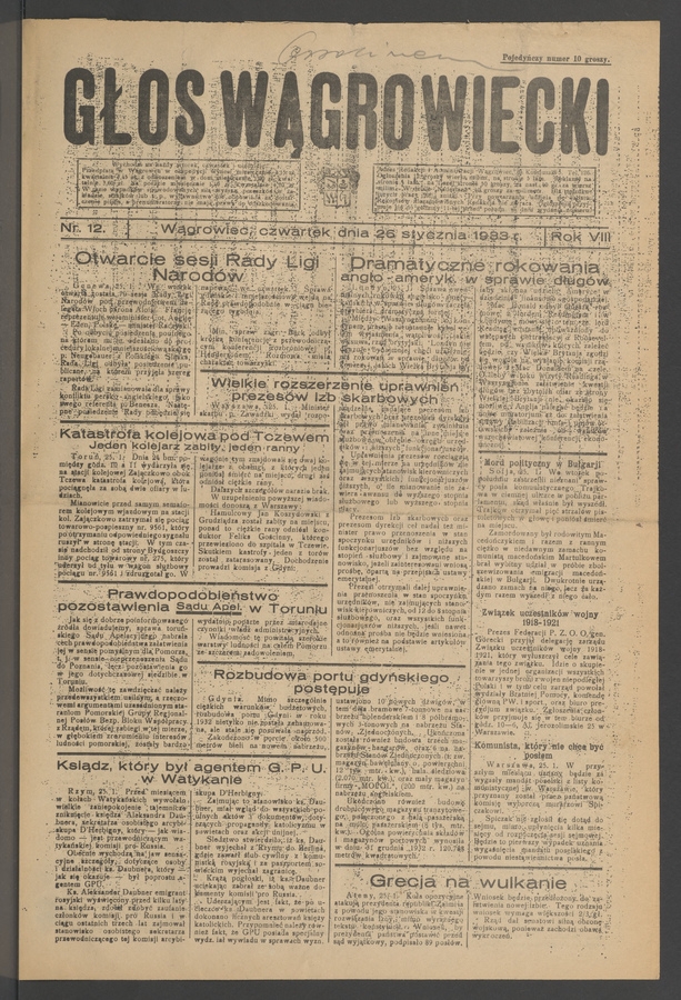 Głos Wągrowiecki. Rok 8, 1933, numer 12