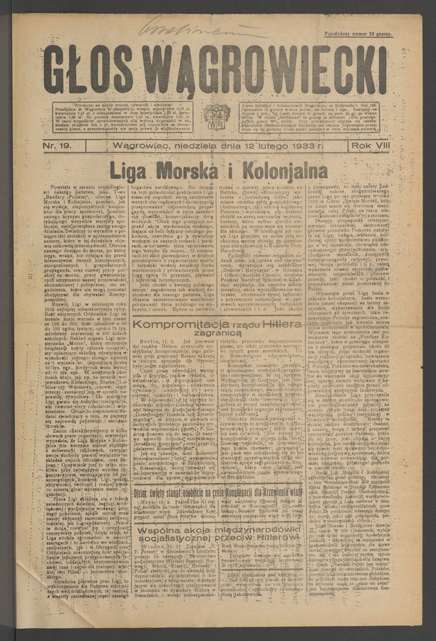 Głos Wągrowiecki. Rok 8, 1933, numer 19
