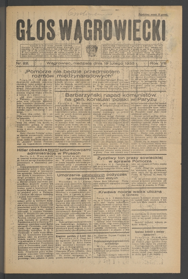 Głos Wągrowiecki. Rok 8, 1933, numer 22