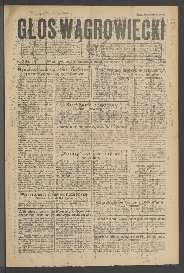 Głos Wągrowiecki. Rok 8, 1933, numer 31