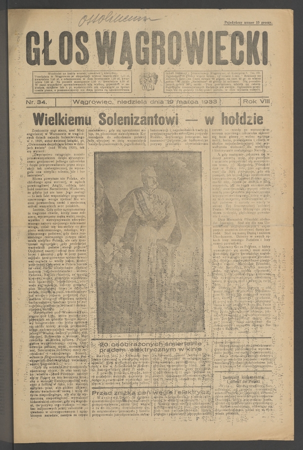Głos Wągrowiecki. Rok 8, 1933, numer 34