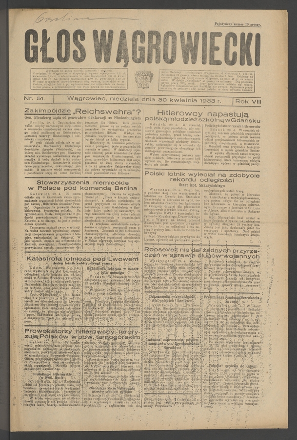Głos Wągrowiecki. Rok 8, 1933, numer 51