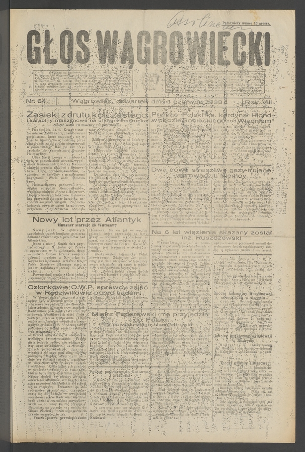 Głos Wągrowiecki. Rok 8, 1933, numer 64