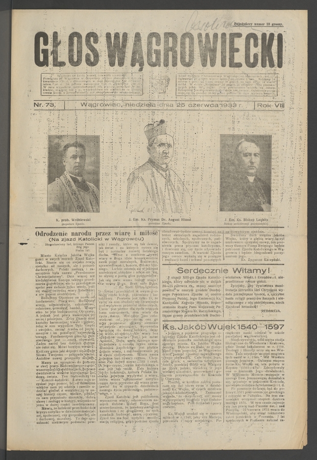 Głos Wągrowiecki. Rok 8, 1933, numer 73