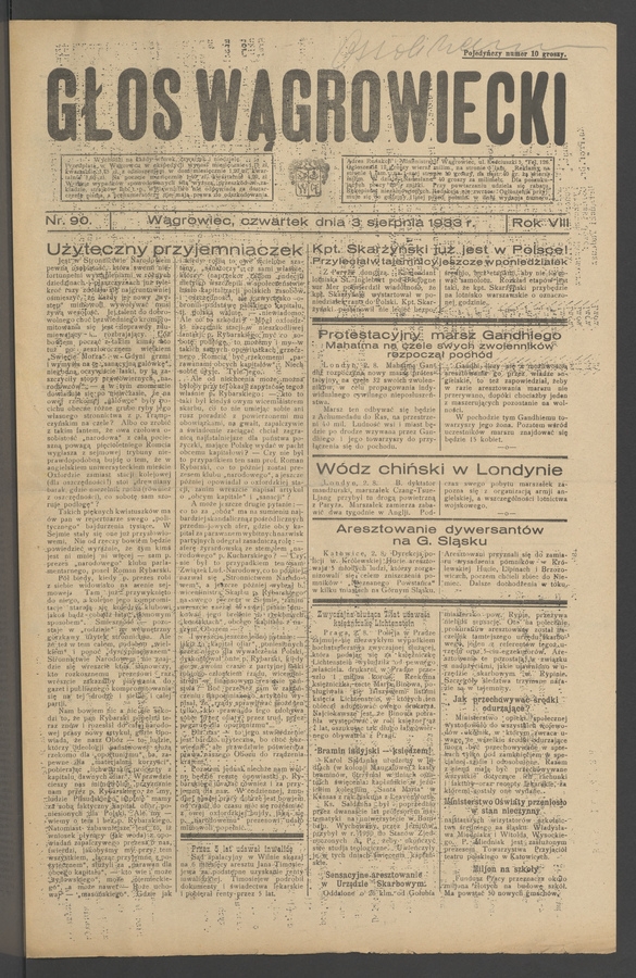 Głos Wągrowiecki. Rok 8, 1933, numer 90