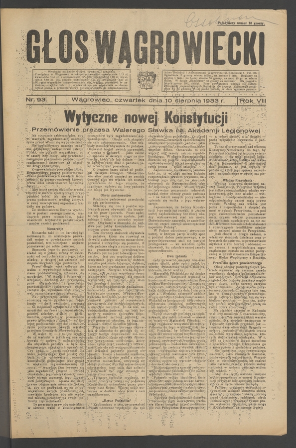 Głos Wągrowiecki. Rok 8, 1933, numer 93