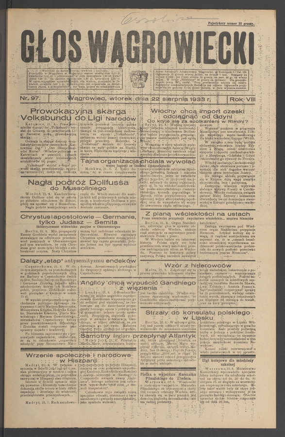 Głos Wągrowiecki. Rok 8, 1933, numer 97