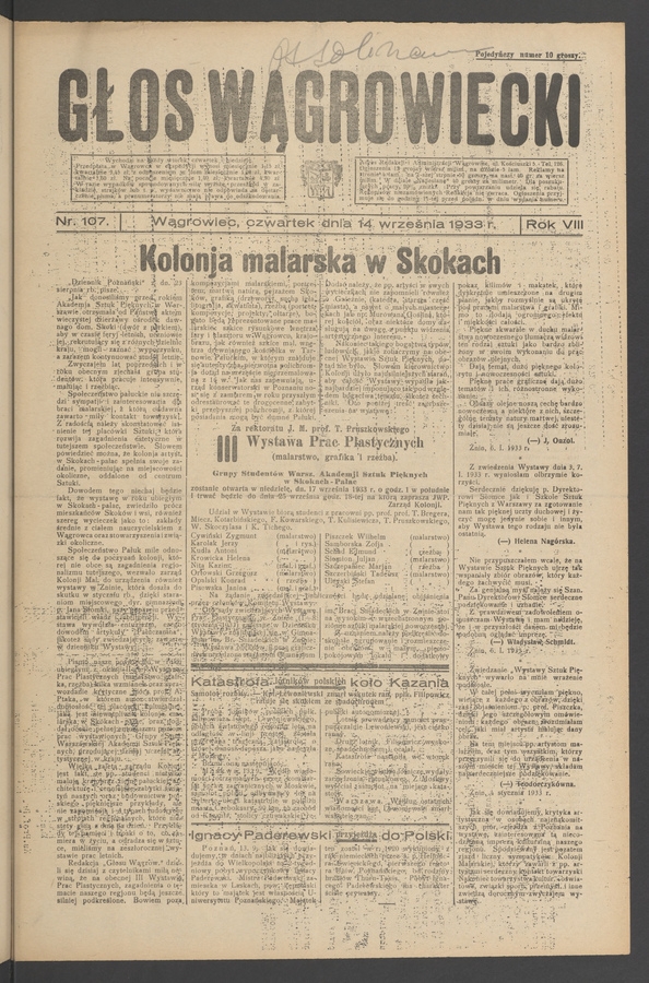 Głos Wągrowiecki. Rok 8, 1933, numer 107