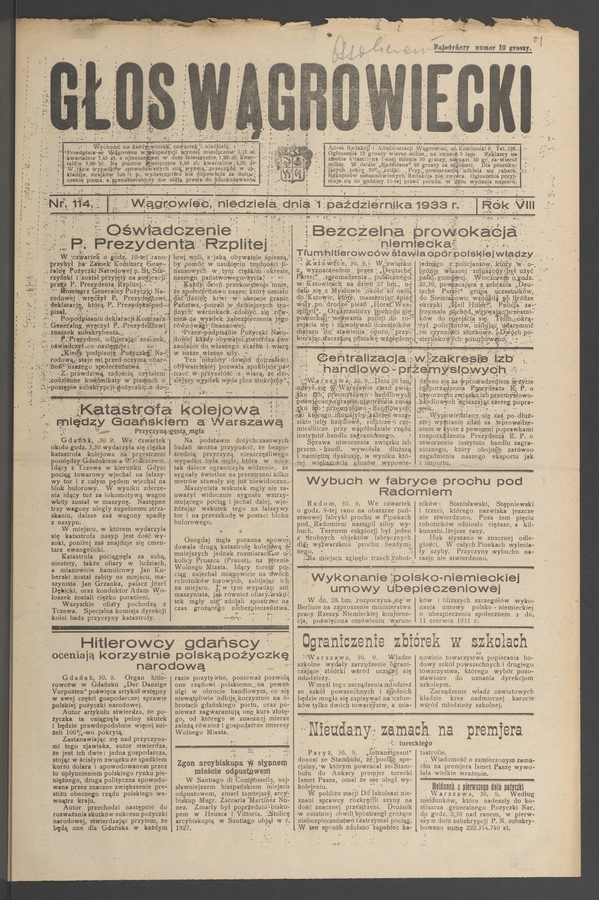 Głos Wągrowiecki. Rok 8, 1933, numer 114