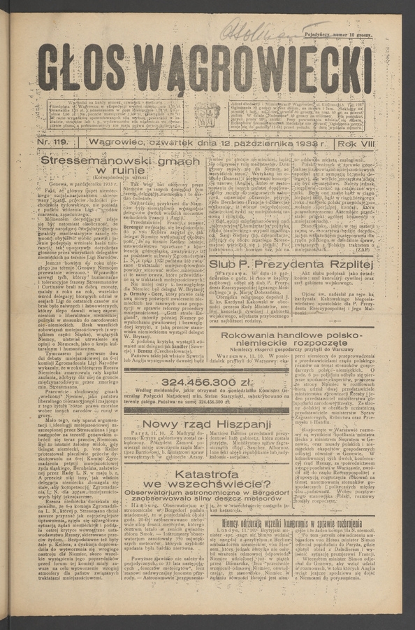 Głos Wągrowiecki. Rok 8, 1933, numer 119