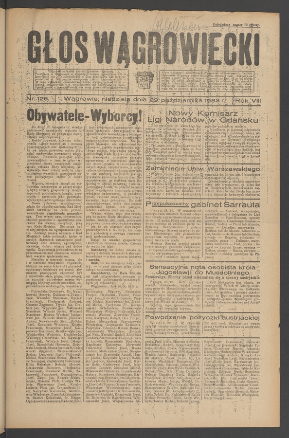 Głos Wągrowiecki. Rok 8, 1933, numer 126